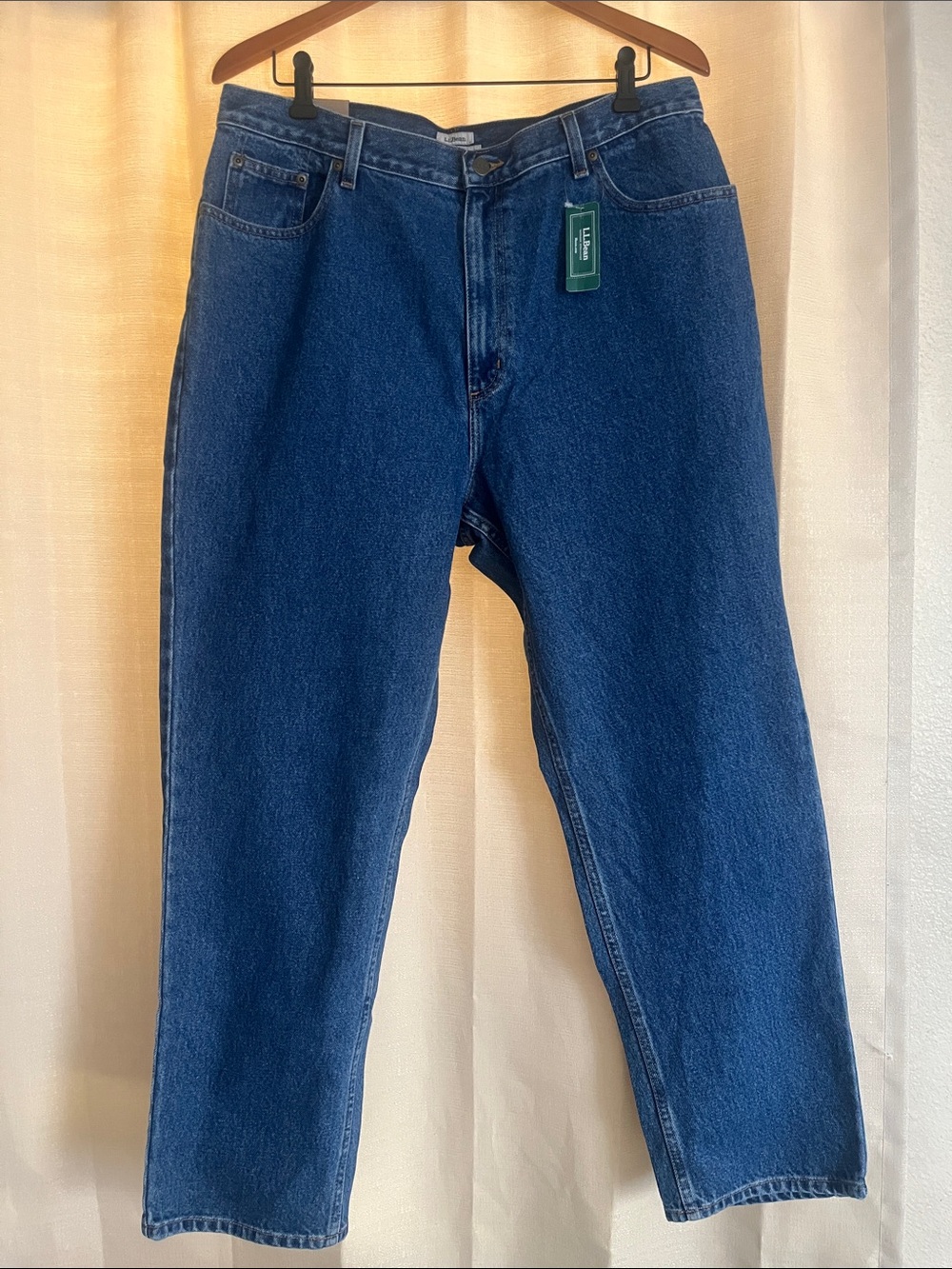 L.L. Bean women’s Plus Size Straight-Leg Jeans in Dark Blue Denim